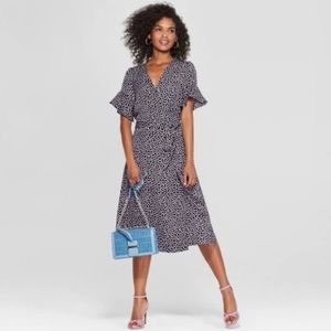 Who What Wear Polka Dot Wrap Dress